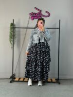 دامن بلند طبقه ای گل دار - Image 12