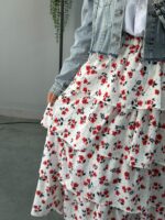 دامن بلند طبقه ای گل دار - Image 7
