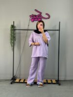 ست لانگ و شلوار بگ با طرح مینیمال گل رز - Image 6