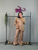 ست لانگ و شلوار بگ با طرح مینیمال گل رز - Image 5