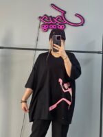 تیشرت اورسایز پلنگ صورتی - Image 5