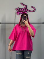 تیشرت باکسی کلاهدار آلبالو - Image 2